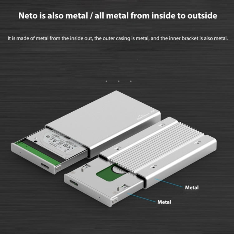 Caja HDD con interfaz Micro B Blueendless U23Q SATA de 2,5 pulgadas con cable USB-C / Type-C a USB-C / Type-C, grosor de soporte: 1 cm o menos, Type-C  (1cm)