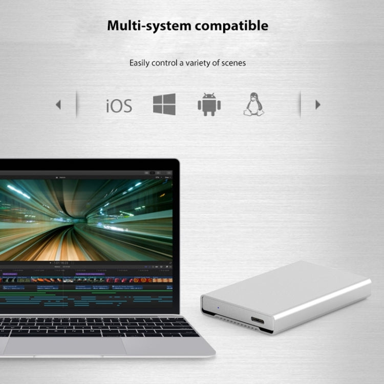 Caja HDD con interfaz Micro B Blueendless U23Q SATA de 2,5 pulgadas con cable USB-C / Type-C a USB-C / Type-C, grosor de soporte: 1 cm o menos, Type-C  (1cm)