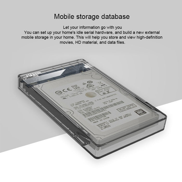SEATAY HD213 Caja HDD con interfaz USB 3.0 SATA de 2,5 pulgadas, sin tornillos y sin herramientas, capacidad máxima de soporte: 2 TB