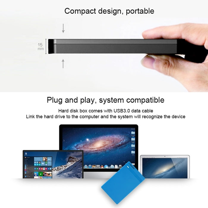 SEATAY HD213 Caja HDD con interfaz USB 3.0 SATA de 2,5 pulgadas, sin tornillos y sin herramientas, capacidad máxima de soporte: 2 TB