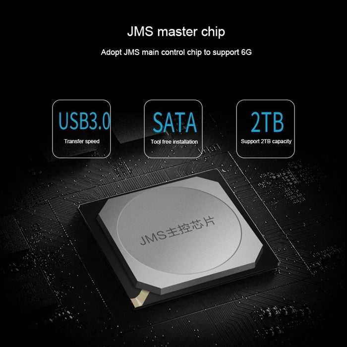SEATAY HD213 Caja HDD con interfaz USB 3.0 SATA de 2,5 pulgadas, sin tornillos y sin herramientas, capacidad máxima de soporte: 2 TB