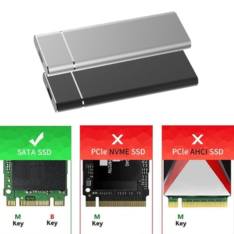 Carcasa SSD de aleación de aluminio con interfaz USB 3.1 M.2 NGFF a USB-C / Type-C, NGFF to USB Type-C Silver, NGFF to USB Type-C Black