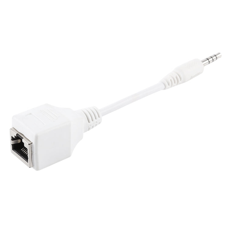 Conector CAT5 RJ45 a adaptador de red LAN Ethernet de audio con conector macho de 4 polos de 3,5 mm, longitud total: aproximadamente 13 cm