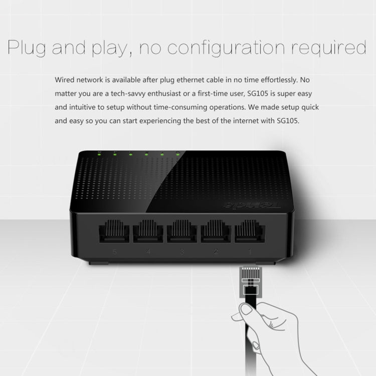Tenda SG105 Mini 5 puertos 1000Mpbs Conmutador de red Gigabit Ethernet rápido LAN HUB, Tenda SG105 5 Ports Black