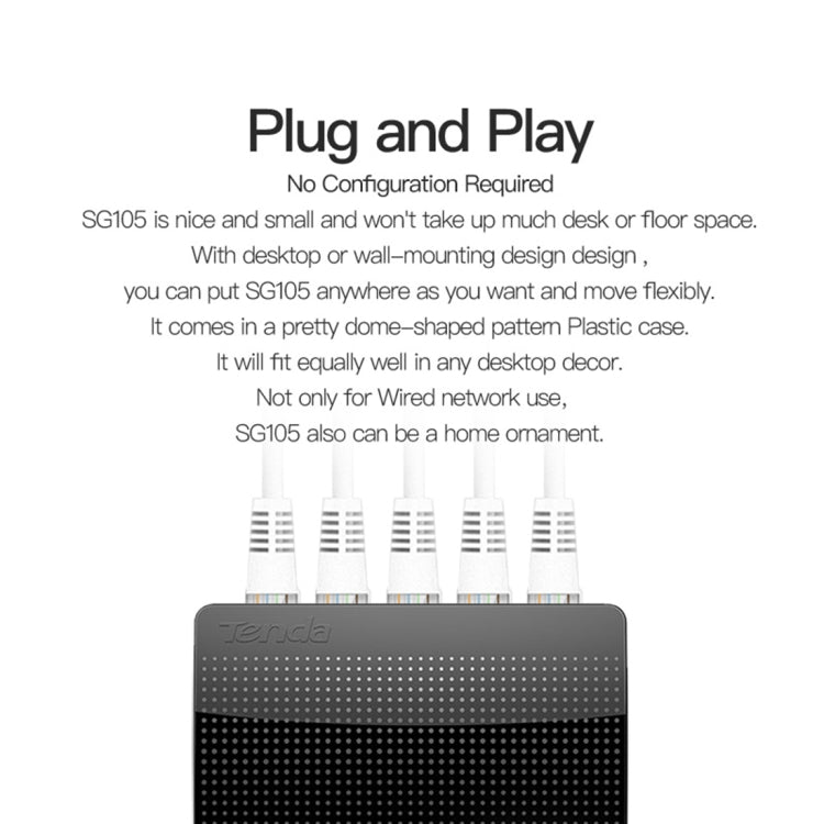Tenda SG105 Mini 5 puertos 1000Mpbs Conmutador de red Gigabit Ethernet rápido LAN HUB, Tenda SG105 5 Ports Black