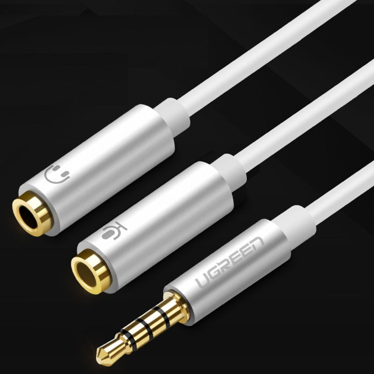 Ugreen-Cable adaptador de conector de Audio macho de 3,5mm a 2x3,5mm hembra, micrófono 2 en 1 + convertidor de Cable divisor de auriculares, Silver