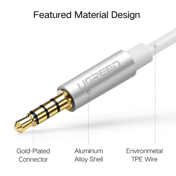 Ugreen-Cable adaptador de conector de Audio macho de 3,5mm a 2x3,5mm hembra, micrófono 2 en 1 + convertidor de Cable divisor de auriculares, Silver