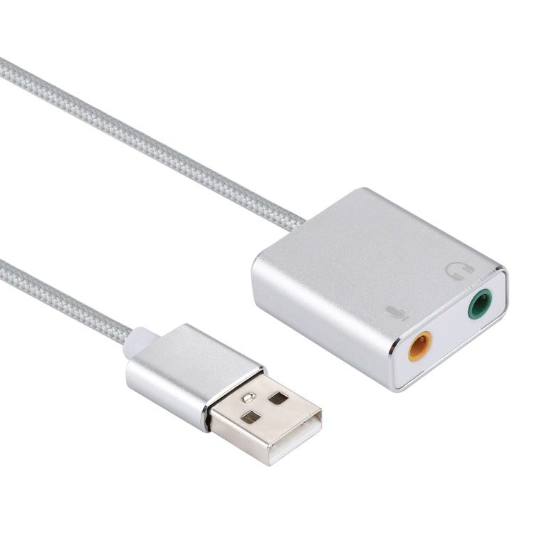 Tarjeta de sonido externa USB Virtual de 7,1 canales con carcasa de aleación de aluminio con Cable de 13cm para PC y portátil, USB