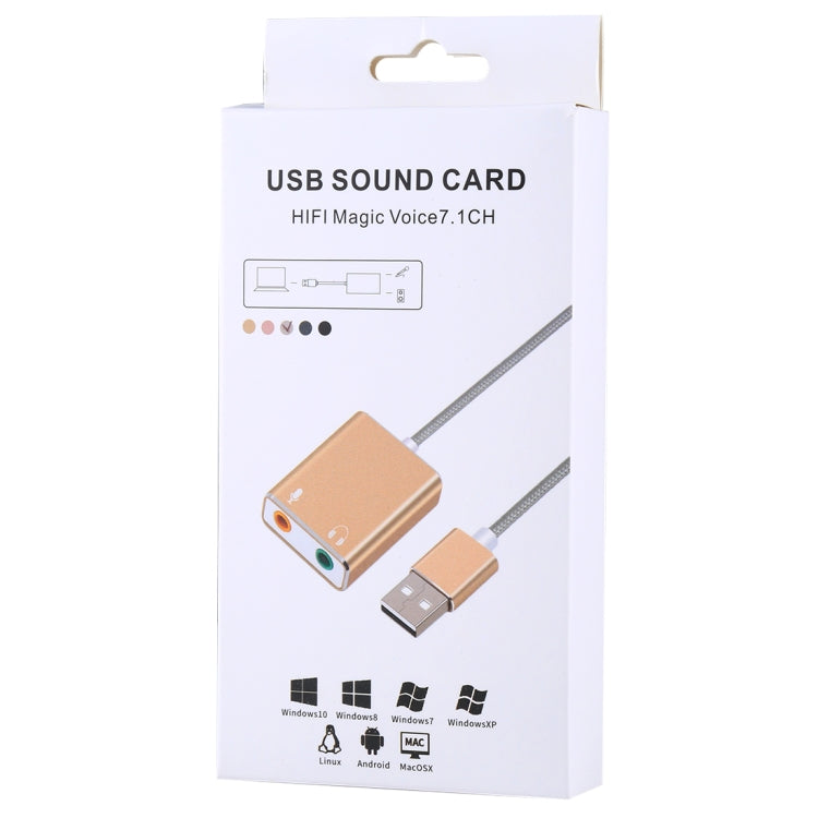 Tarjeta de sonido externa USB Virtual de 7,1 canales con carcasa de aleación de aluminio con Cable de 13cm para PC y portátil, USB