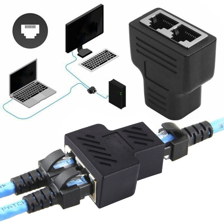 Terminal de conector de línea recta de Crystal Network, dispositivo de extensión de interfaz RJ45 de tres cabezales hembra a hembra, 3 Ports