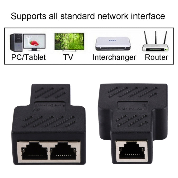Terminal de conector de línea recta de Crystal Network, dispositivo de extensión de interfaz RJ45 de tres cabezales hembra a hembra, 3 Ports