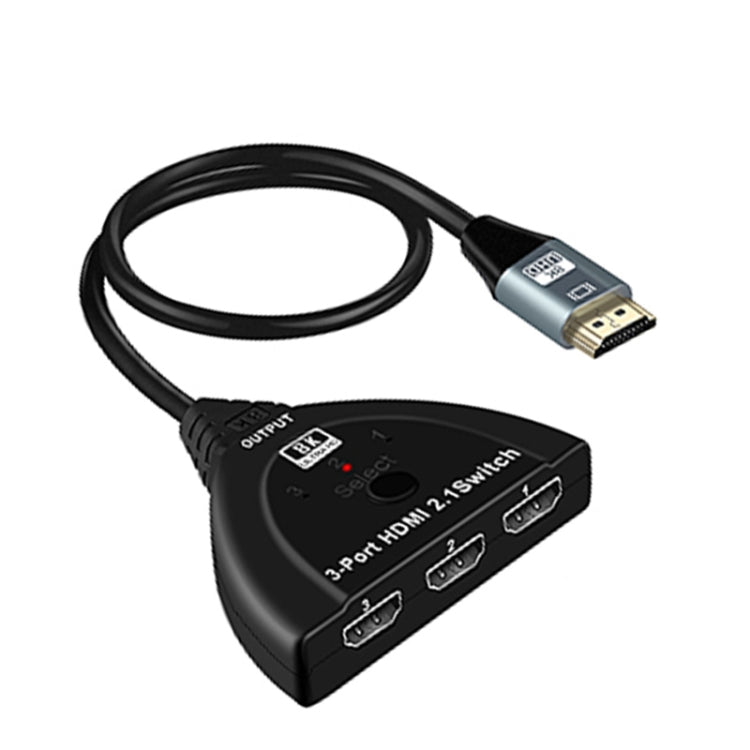 Caja selectora de conmutador HDMI 8K de 3 puertos con cable flexible