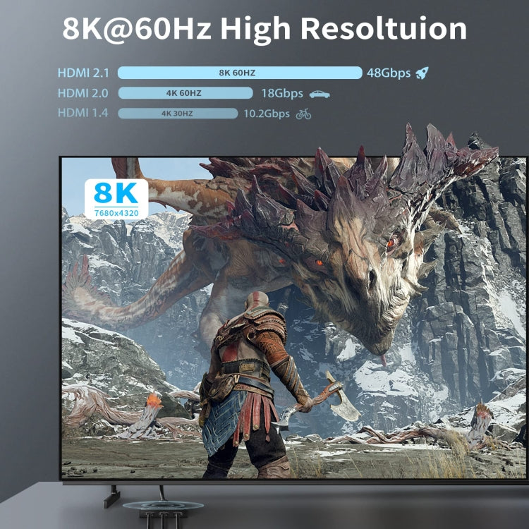 Caja selectora de conmutador HDMI 8K de 3 puertos con cable flexible