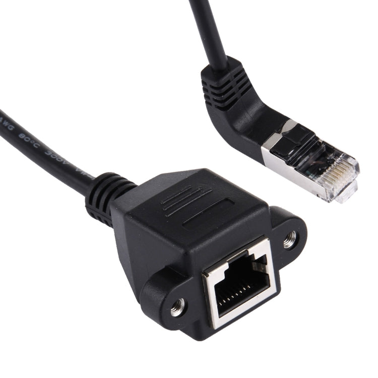 Cable de extensión LAN RJ45 macho doblado hacia arriba a RJ45 hembra de 30 cm, 30cm RJ45 Male Bent Upward