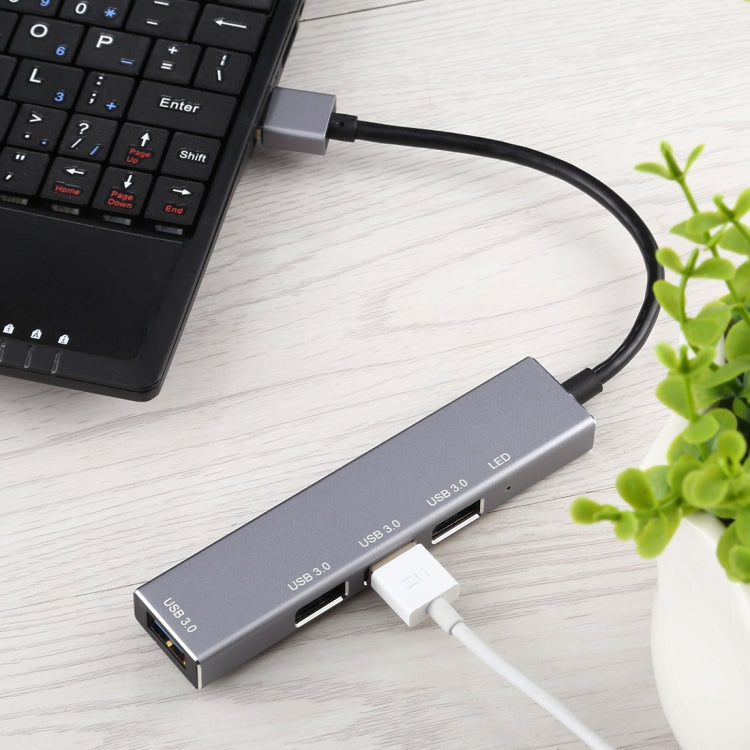 3019 4 x USB 3.0 a USB 3.0 Adaptador HUB de aleación de aluminio con indicador LED