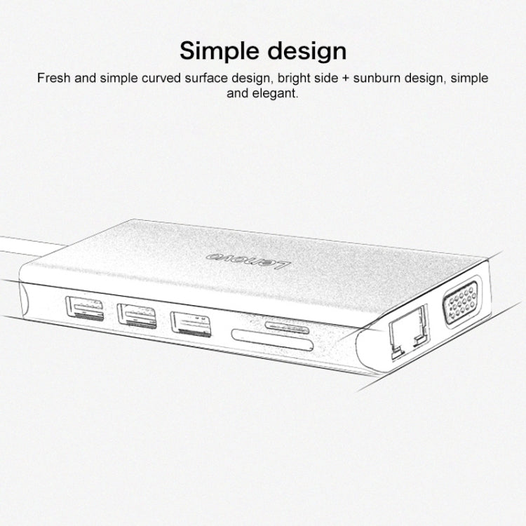 Estación de acoplamiento convertidor de interfaz de cable de red Lenovo LX0801 Pro Type-C / USB-C, LX0801