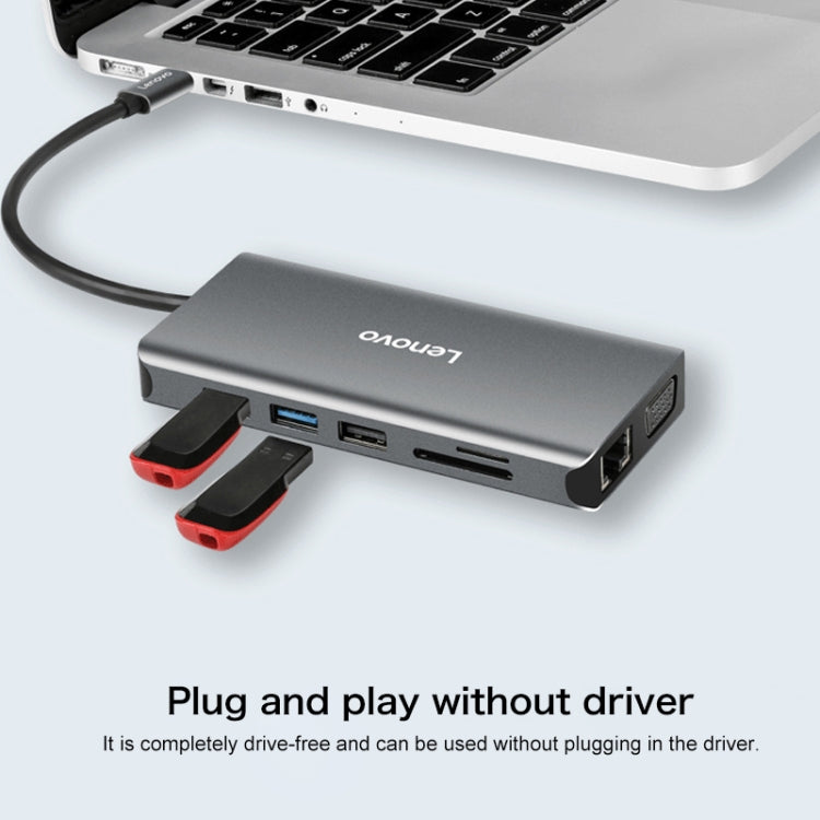 Estación de acoplamiento convertidor de interfaz de cable de red Lenovo LX0801 Pro Type-C / USB-C, LX0801