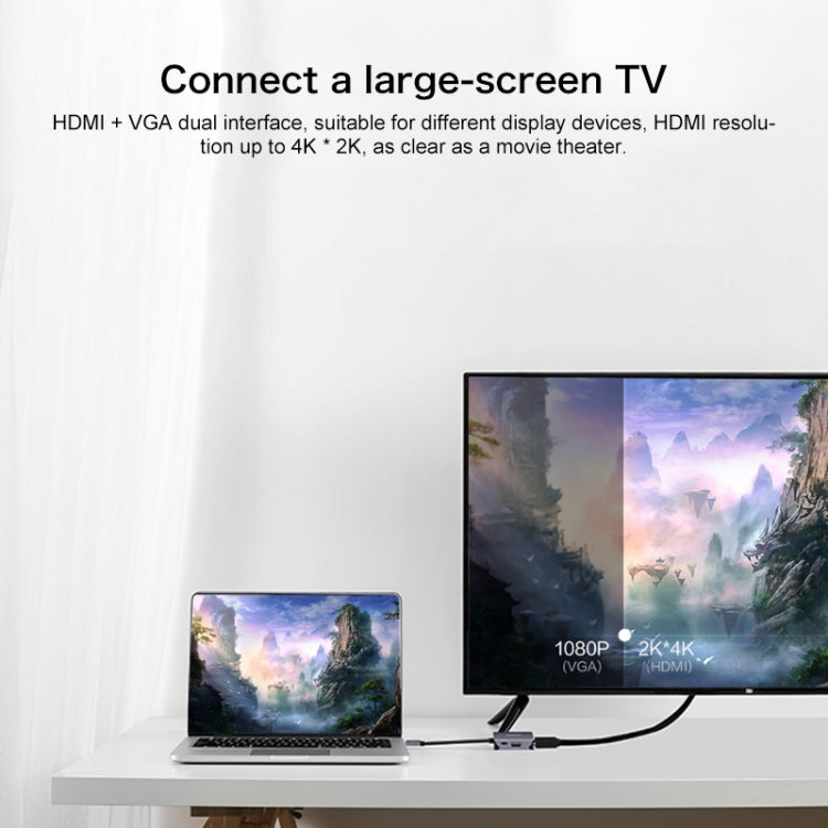 Estación de acoplamiento convertidor universal Lenovo C06 6 en 1 tipo C / USB-C a HDMI / VGA, C06