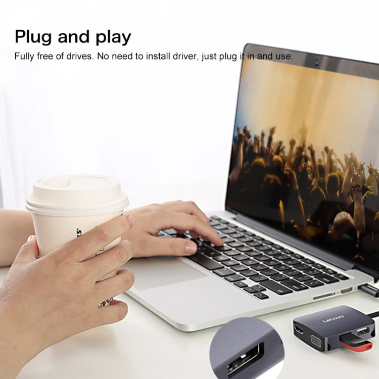 Estación de acoplamiento convertidor universal Lenovo C06 6 en 1 tipo C / USB-C a HDMI / VGA, C06