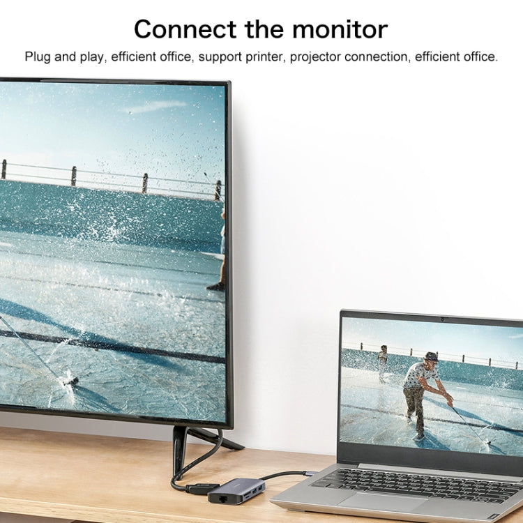 Hub convertidor multifunción Lenovo F1-C08 8 en 1 Type-C / USB-C a HDMI, F1-C08