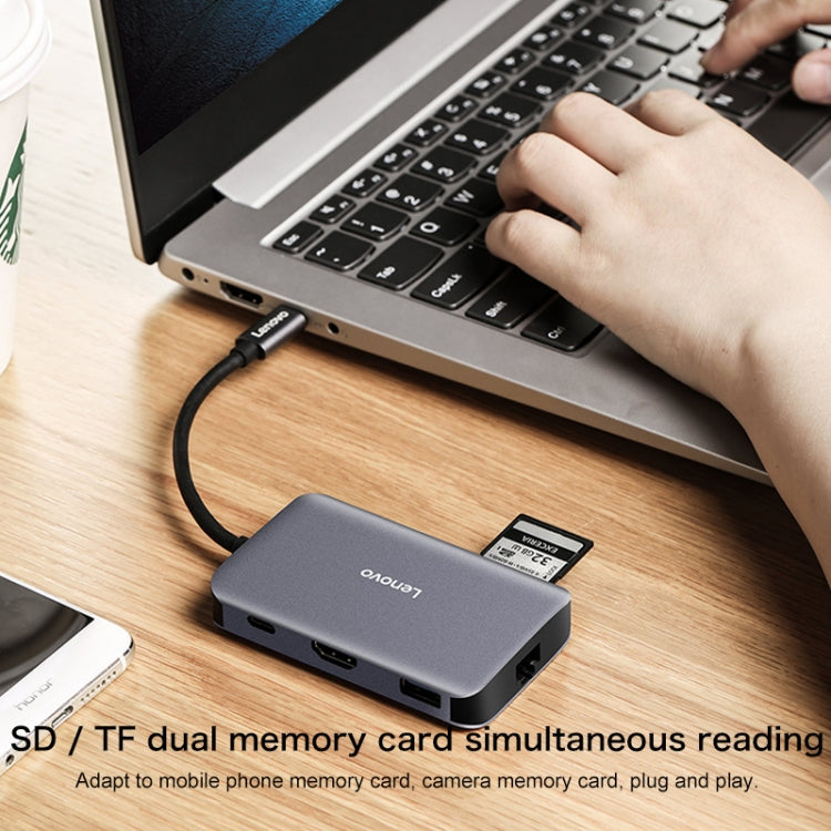 Hub convertidor multifunción Lenovo F1-C08 8 en 1 Type-C / USB-C a HDMI, F1-C08