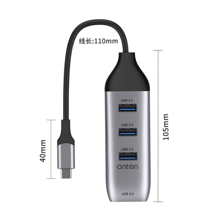 Onten 95118U 4 en 1 USB-C / Type-C a 4 puertos USB 3.0 Estación de acoplamiento convertidor HUB multifuncional, 95118U