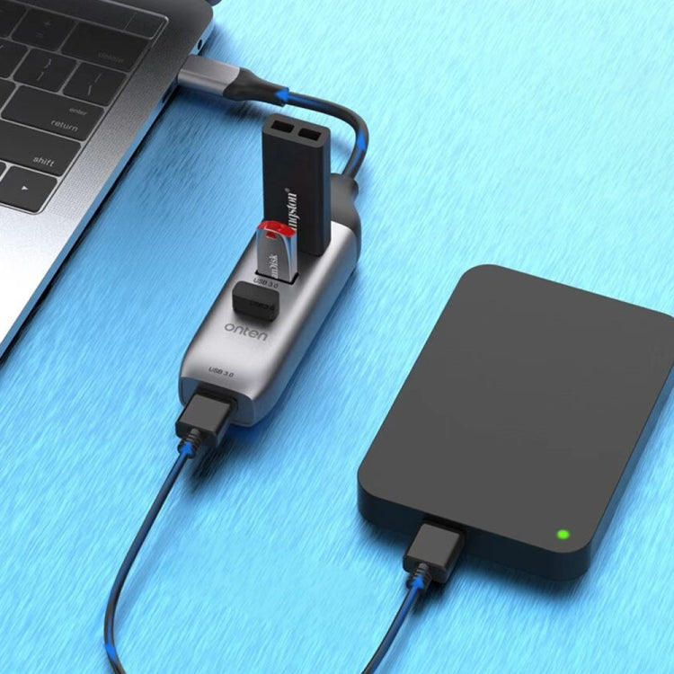 Onten 95118U 4 en 1 USB-C / Type-C a 4 puertos USB 3.0 Estación de acoplamiento convertidor HUB multifuncional, 95118U