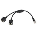 Adaptador divisor de enchufe RJ45 CAT5 de red Ethernet LAN de 1 a 2 zócalos, longitud del cable: 25 cm
