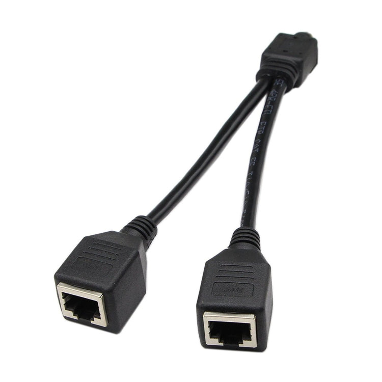 Adaptador divisor de enchufe RJ45 CAT5 de red Ethernet LAN de 1 a 2 zócalos, longitud del cable: 25 cm