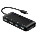 HUB 4 x USB 3.0 a USB-C / Type-C de alta velocidad con interruptor, Type-C