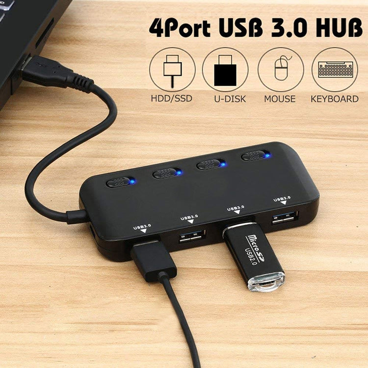 HUB 4 x USB 3.0 a USB-C / Type-C de alta velocidad con interruptor, Type-C