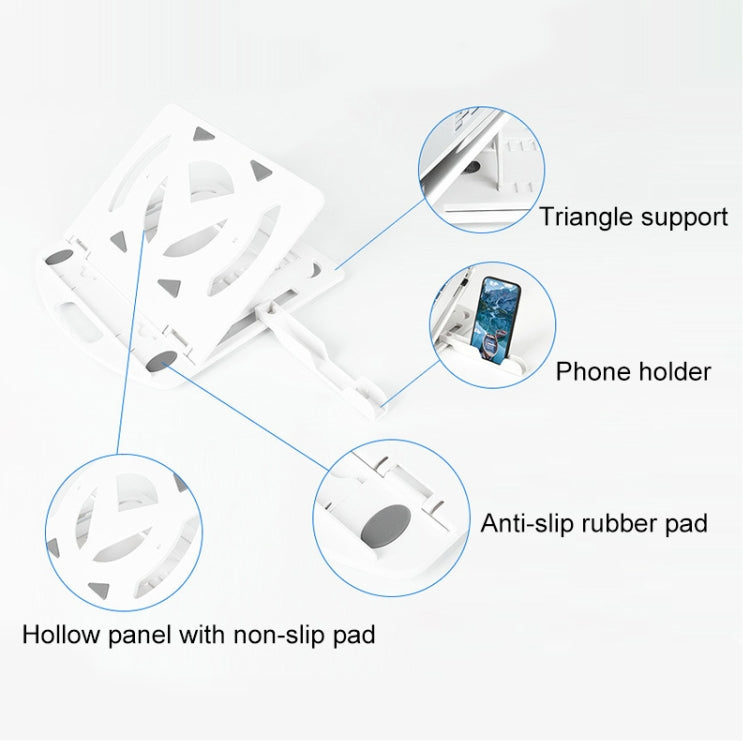Disipación de calor aumentada de uso general para soporte para computadoras portátiles, Estilo: con soporte para teléfono móvil, Style: with Mobile Phone Holder