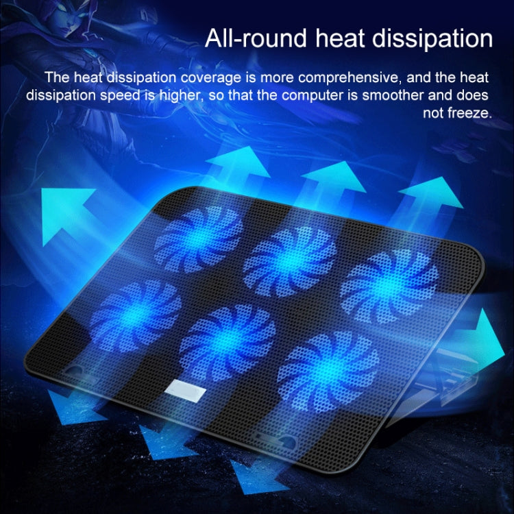 ICE COOREL Base para computadora portátil Control de velocidad Silencioso Soporte de enfriamiento de seis ventiladores Rejilla de enfriamiento, Estilo: Buque insignia, Style: Flagship