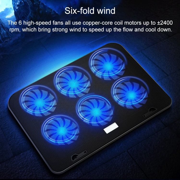 ICE COOREL Base para computadora portátil Control de velocidad Silencioso Soporte de enfriamiento de seis ventiladores Rejilla de enfriamiento, Estilo: Buque insignia, Style: Flagship