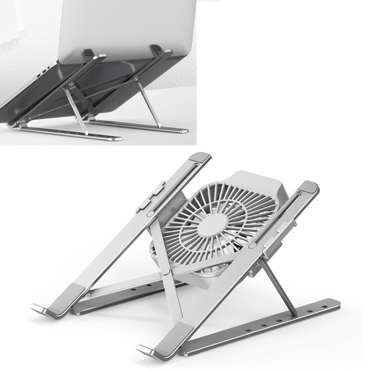 Soporte portátil ajustable para computadora portátil, estante de aumento de altura de elevación de escritorio, soporte plegable para disipación de calor, Estilo: Ventilador, Style: Fan