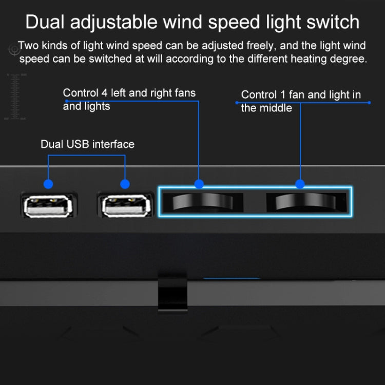 Puertos USB duales Soporte para computadora portátil con radiador de cinco núcleos