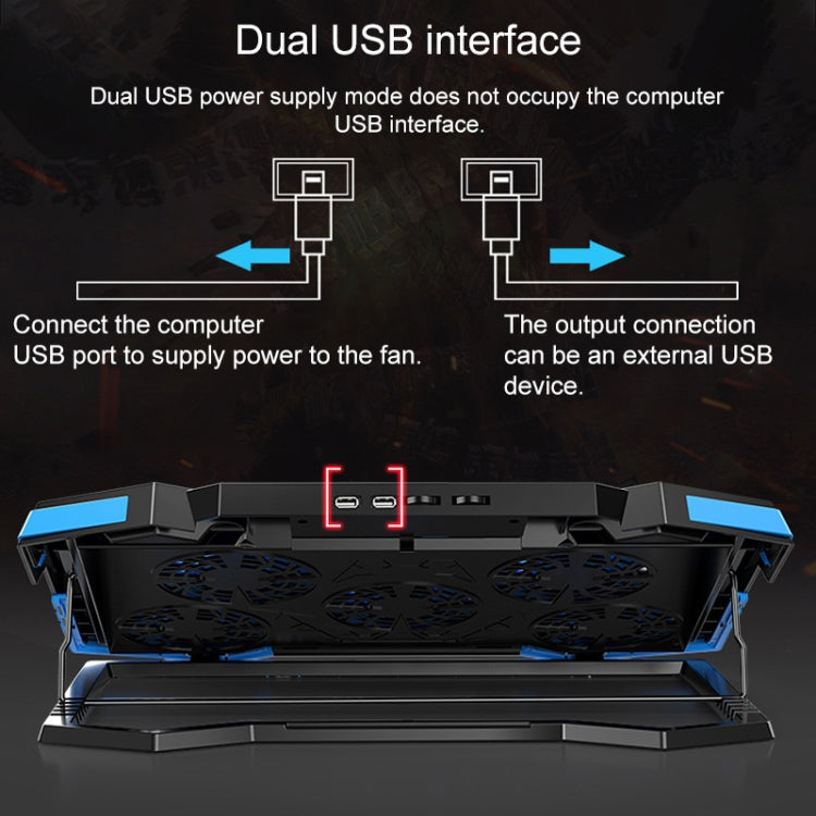 Puertos USB duales Soporte para computadora portátil con radiador de cinco núcleos