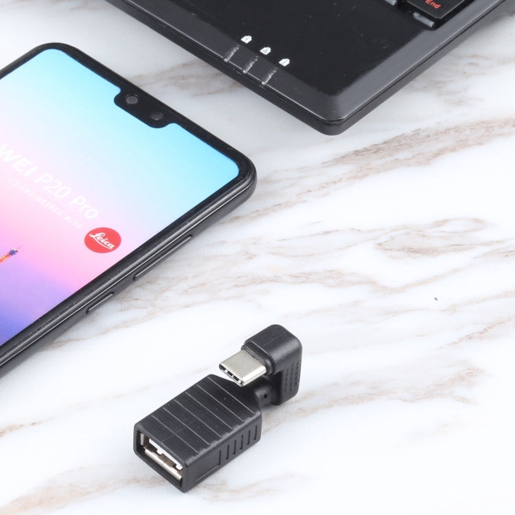 Adaptador OTG de codo en forma de U USB-C / Type-C macho a USB 2.0 hembra, Type-C to USB 2.0