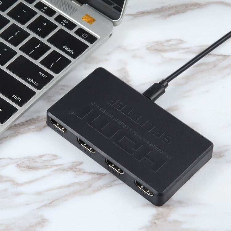 Caja divisora HDMI 3D 4K, 1 entrada x 4 salidas, fuente de alimentación USB