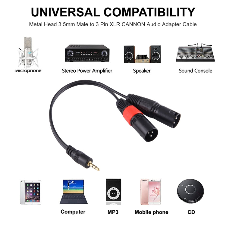 Cable adaptador de conector de Audio macho XLR CANNON macho de 3,5mm con cabeza de Metal de 30cm, 3.5mm Male