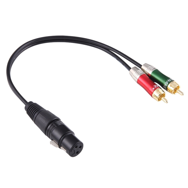 Cable adaptador de conector de Audio macho XLR CANNON hembra a 2 RCA macho, cabeza de Metal de 30cm, 3 pines, para micrófono/equipo de Audio, 2 RCA Male