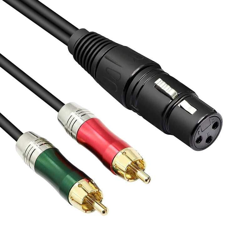 Cable adaptador de conector de Audio macho XLR CANNON hembra a 2 RCA macho, cabeza de Metal de 30cm, 3 pines, para micrófono/equipo de Audio, 2 RCA Male