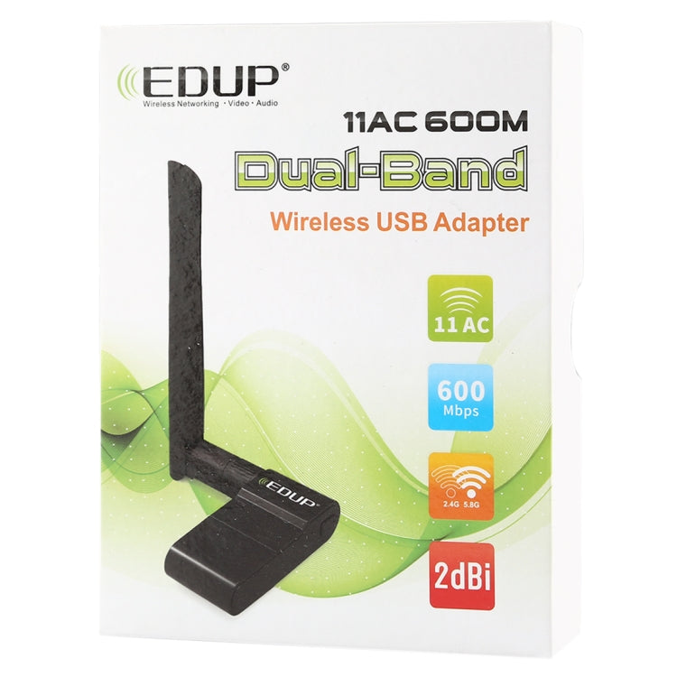 EDUP EP-AC1635 600Mbps Adaptador Ethernet USB inalámbrico de doble banda 11AC Antena 2dBi para computadora portátil / PC, EP-AC1635