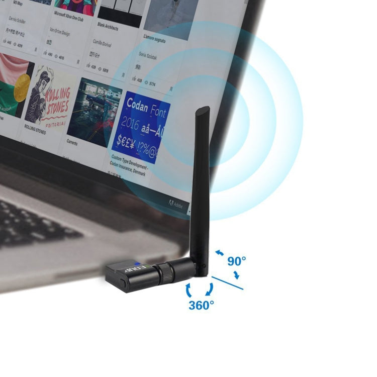 EDUP EP-AC1635 600Mbps Adaptador Ethernet USB inalámbrico de doble banda 11AC Antena 2dBi para computadora portátil / PC, EP-AC1635