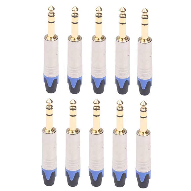 10 Uds TC203N 6,35mm conector de audio estéreo chapado en oro enchufe de soldadura