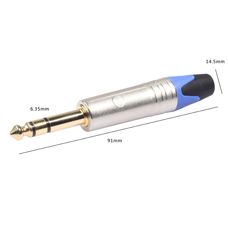10 Uds TC203N 6,35mm conector de audio estéreo chapado en oro enchufe de soldadura