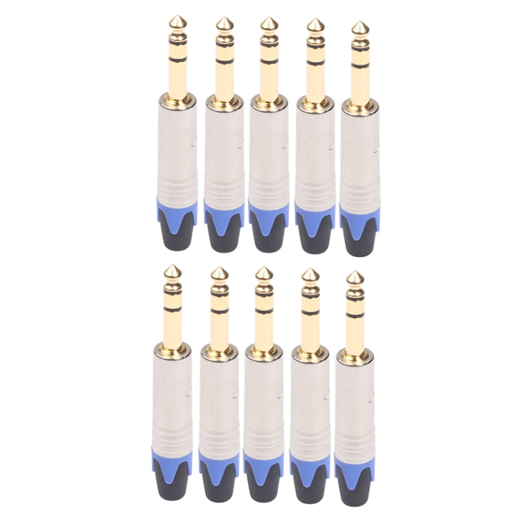 10 Uds TC203N 6,35mm conector de audio estéreo chapado en oro enchufe de soldadura