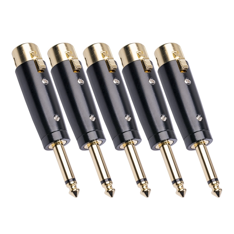 5 PCS LZ1167G 6,35 mm Cabezal macho de una sola pista a enchufe adaptador de audio hembra XRL (Negro), LZ1167, LZ1167G