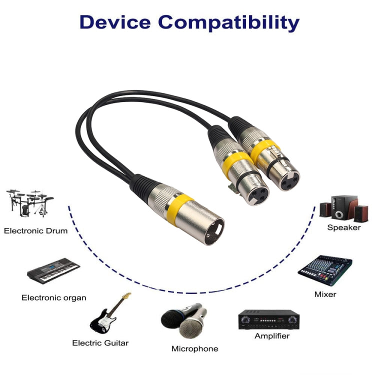 2055MFF-03 Cable de audio para micrófono XLR macho a doble hembra 2 en 1, longitud: 0,3 m