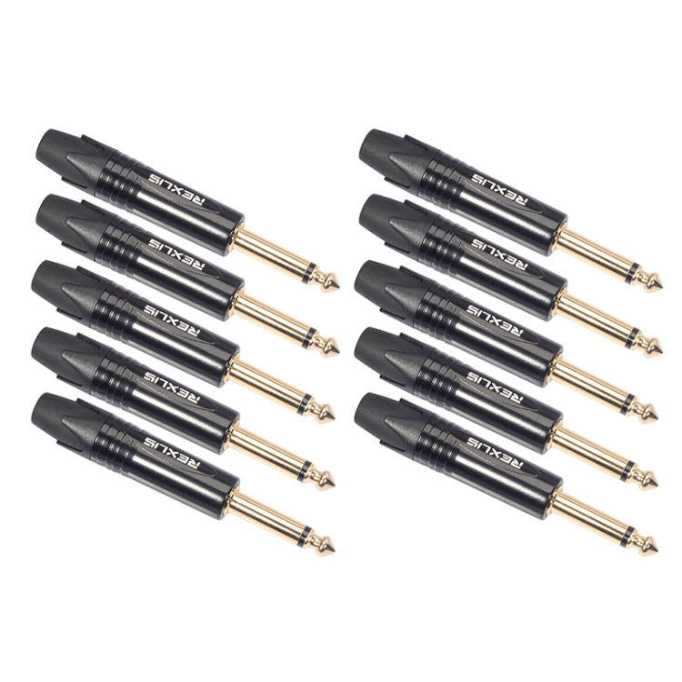 10 PCS TC202 6.35mm Enchufe adaptador de audio de soldadura de sonido mono chapado en oro